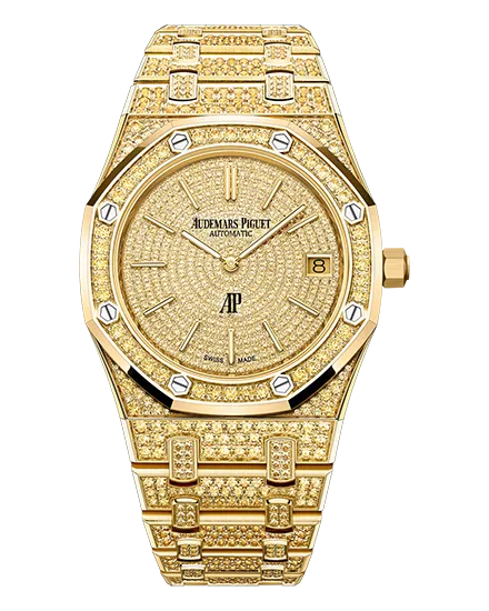 Audemars Piguet Royal Oak Jumbo Extra-Thin 39mm 16202BA.HH.1241BA.01 18-carat yellow gold case and bracelet, fully set with brilliant-cut yellow sapphires
