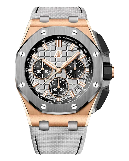 Audemars Piguet Code 11:59 Chronograph 26393BC.OO.A002CR.01 18K white gold case on a hand-stitched black alligator leather strap with 18K white gold pin buckle