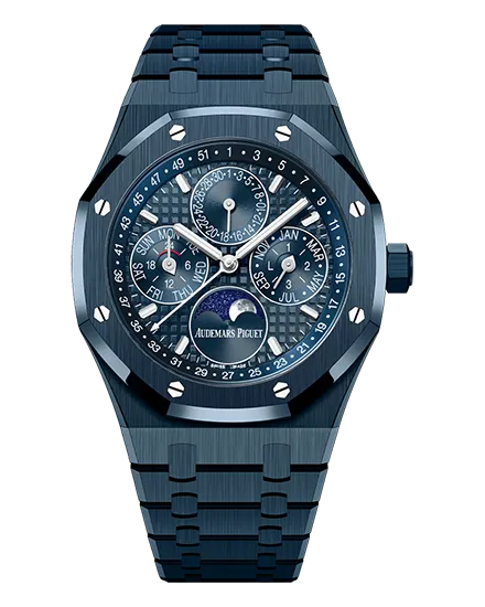 Audemars Piguet Royal Oak Perpetual Calendar 41mm 26674CD.OO.1225CD.01 'Bleu Nuit, Nuage 50' blue ceramic case and integrated blue ceramic bracelet with titanium caseback and titanium three-blade folding clasp