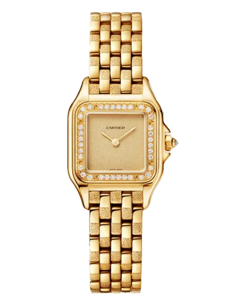 Cartier Panthère de Cartier Small WJPN0057 18k yellow gold (750/1000) case set with 37 brilliant-cut diamonds (0.26ct); textured 18k yellow gold bracelet
