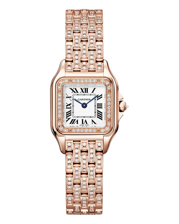Cartier Panthère de Cartier Small WJPN0061 18k rose gold (750/1000) case set with 36 brilliant-cut diamonds (0.25ct); 18k rose gold bracelet semi-set with 142 brilliant-cut diamonds (1.29ct)