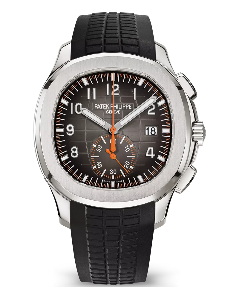 Patek Philippe Aquanaut 5968 Chrono 5968A-001 Stainless steel case, supplied with a black and an orange composite (Tropical rubber) strap on a steel fold-over clasp with four independent catches
