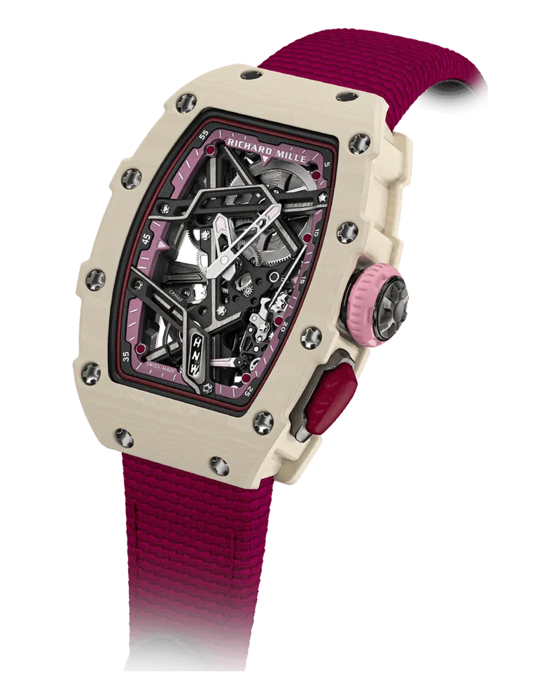 Richard Mille RM 007 RM 07-04 Available in five colours of Quartz TPT or in Carbon TPT, on an elastic textile strap; 36 grams complete