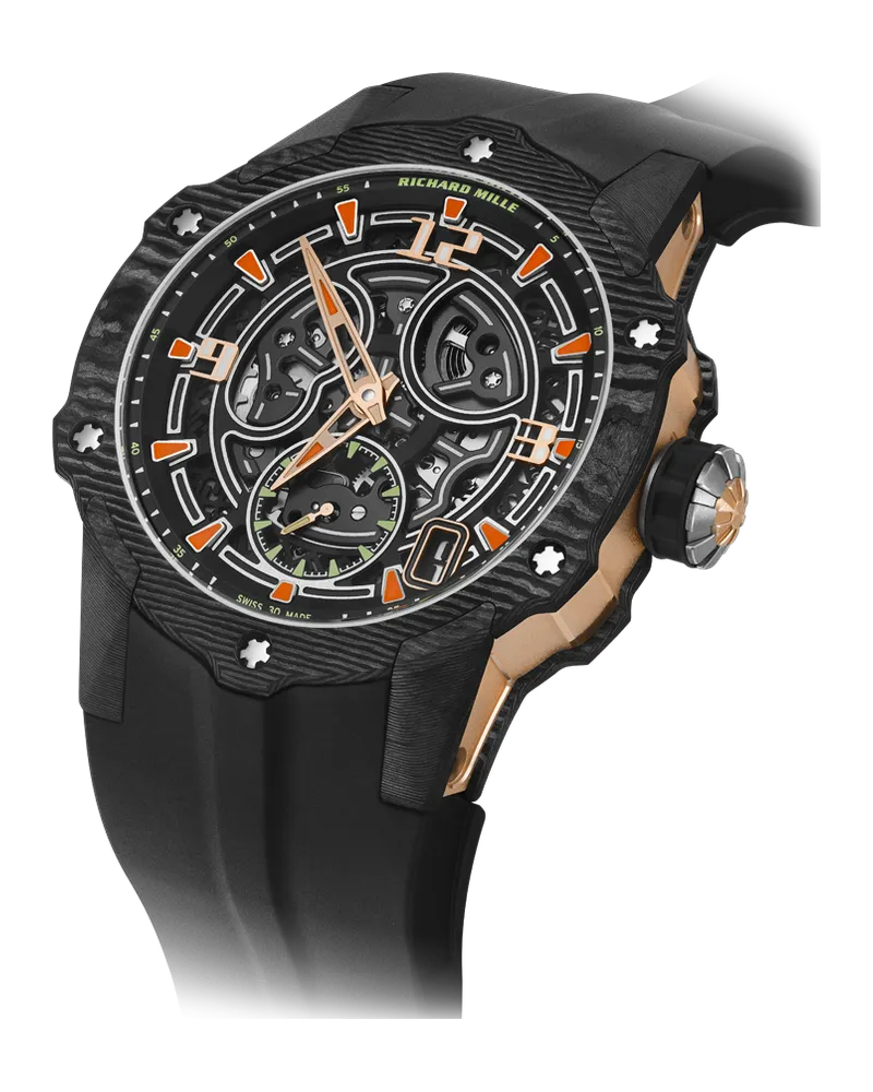 Richard Mille RM 033 RM 33-03 Available in grade 5 titanium, or Carbon TPT with an 18k 5N red gold caseband