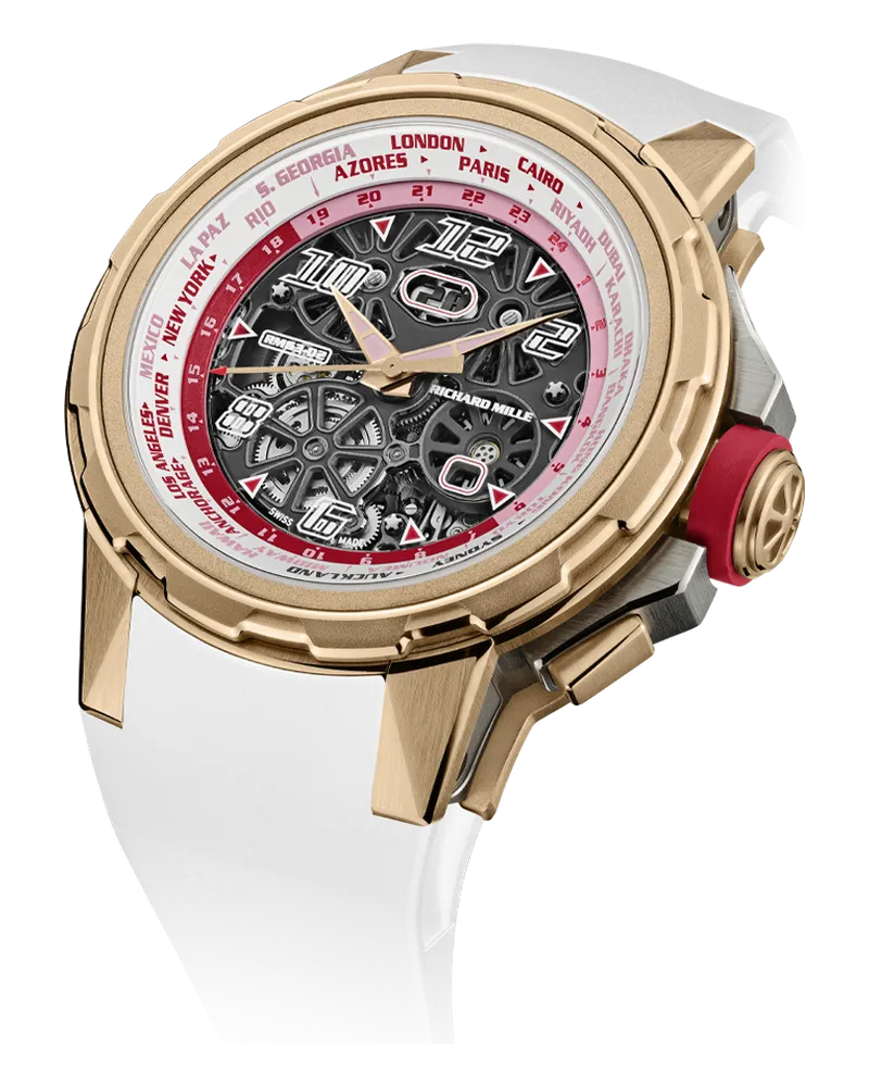 Richard Mille RM 063 RM 63-02 Originally in grade 5 titanium (2015); current edition in satin-finished 18k 5N red gold bezel and caseback with a grade 5 titanium caseband, limited to 100 pieces