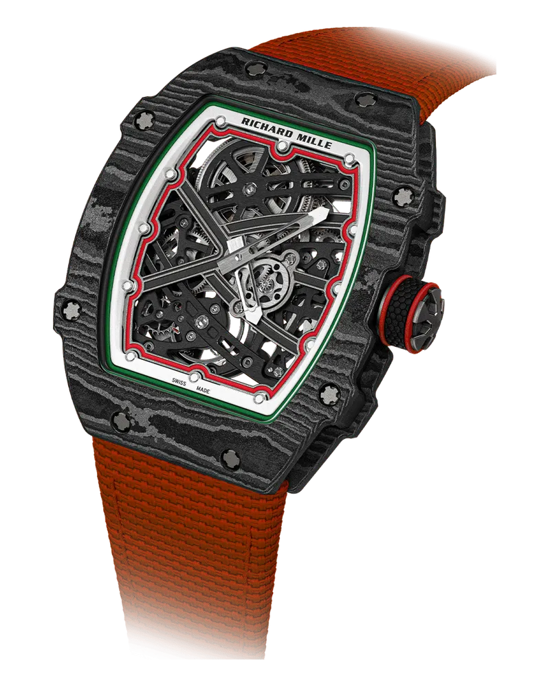 Richard Mille RM 67-02 Quartz TPT bezel and caseback with Carbon TPT caseband, in a range of national-colour athlete editions; elastic textile comfort strap; 32 grams complete
