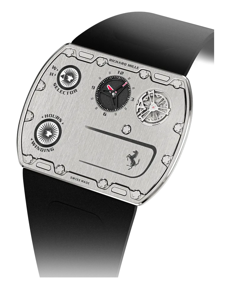 Richard Mille RM UP-01 Monobloc grade 5 titanium case, satin-brushed with polished bevels, with black ceramic inserts; rubber strap; approximately 30 grams complete