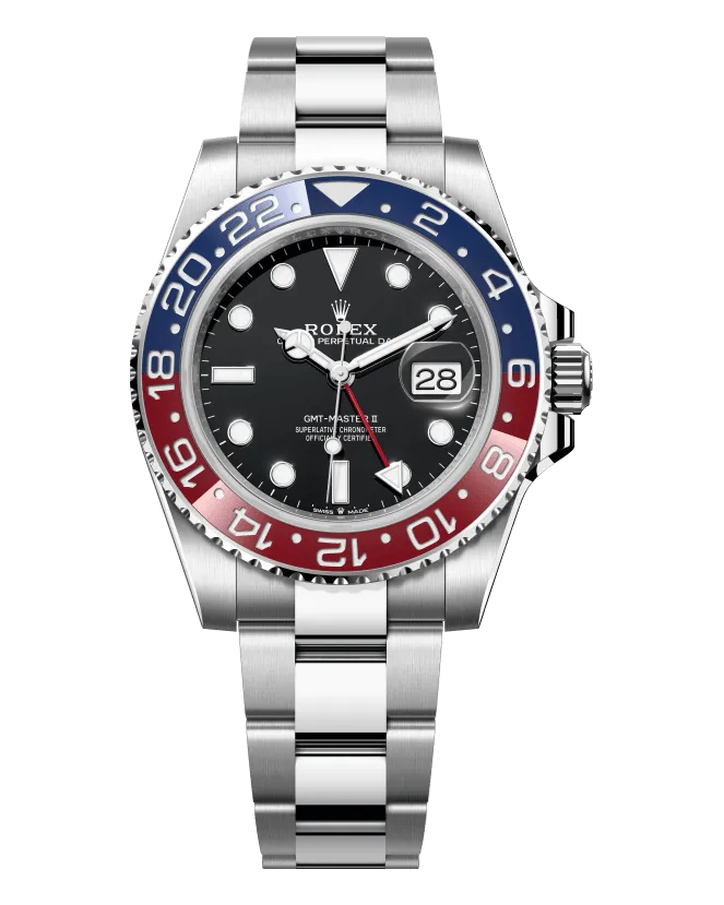 Rolex GMT-Master II 126710BLRO Oystersteel case and bracelet (Jubilee or Oyster)