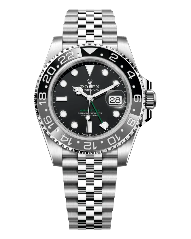 Rolex GMT-Master II 126710GRNR Oystersteel case and bracelet (Jubilee or Oyster)