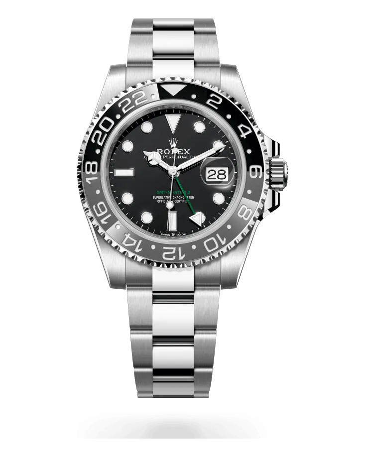 Rolex GMT-Master II 126710GRNR Oystersteel case and bracelet (Jubilee or Oyster)