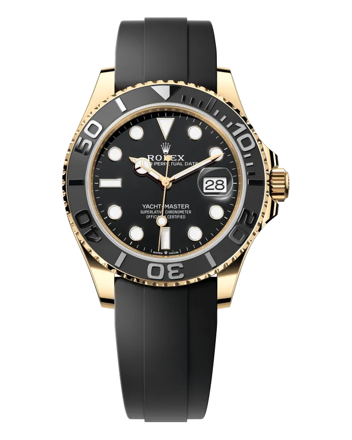 Rolex Yacht-Master 42 226658 18ct yellow gold case on a black Oysterflex elastomer strap with yellow gold Oysterlock clasp