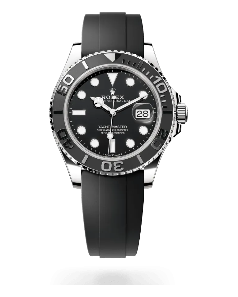 Rolex Yacht-Master 42 226659 18ct white gold case on a black Oysterflex elastomer strap with white gold Oysterlock clasp