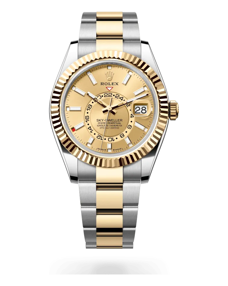 Rolex Sky-Dweller 336933 Yellow Rolesor — Oystersteel case with 18k yellow gold fluted bezel; Oystersteel and 18k yellow gold Oyster or Jubilee bracelet