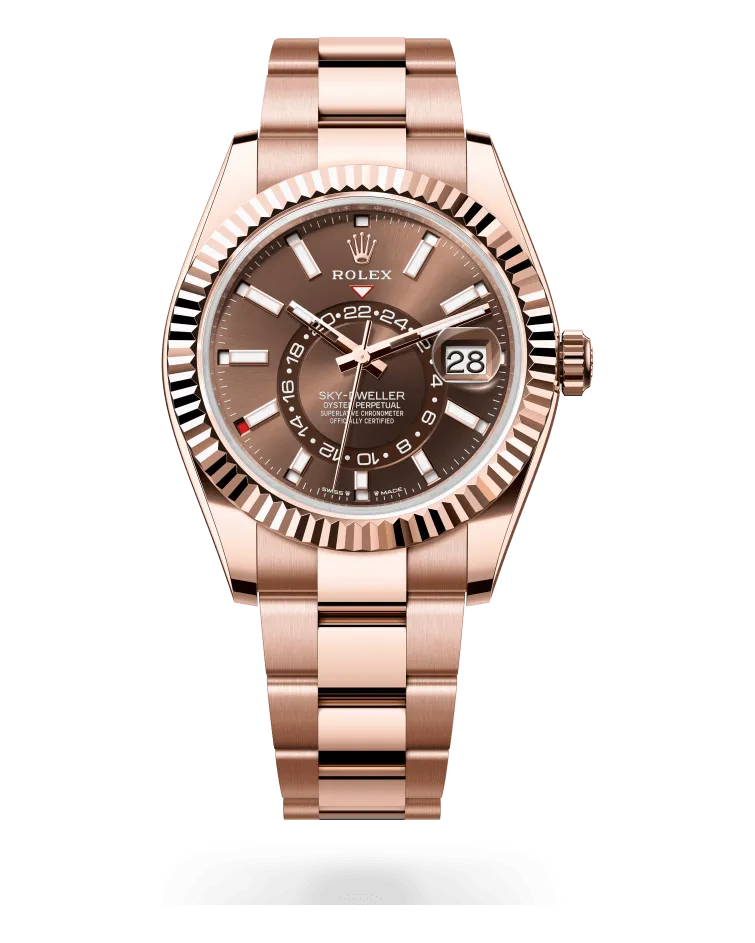 Rolex Sky-Dweller 336935 18k Everose gold case and bracelet; Oyster or Jubilee bracelet