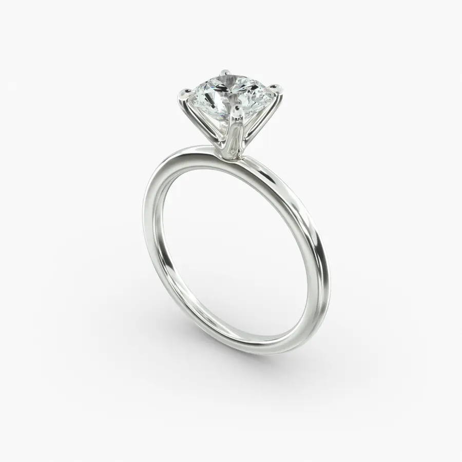 1.00ct Round Brilliant, Solitaire Engagement Ring, Four Claw Setting, angled view