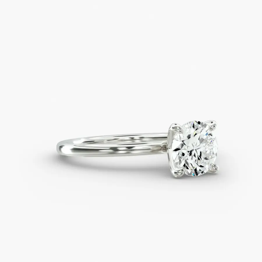 1.00ct Round Brilliant, Solitaire Engagement Ring, Four Claw Setting, side view