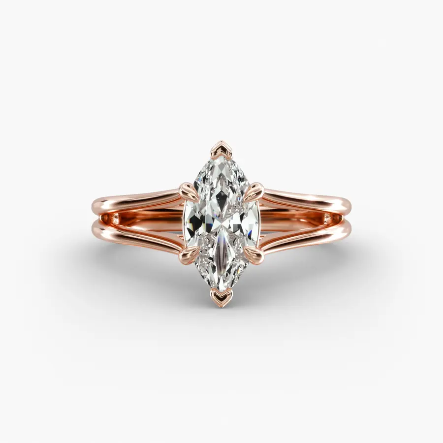 Split Shank Engagement Ring with a marquise diamond
